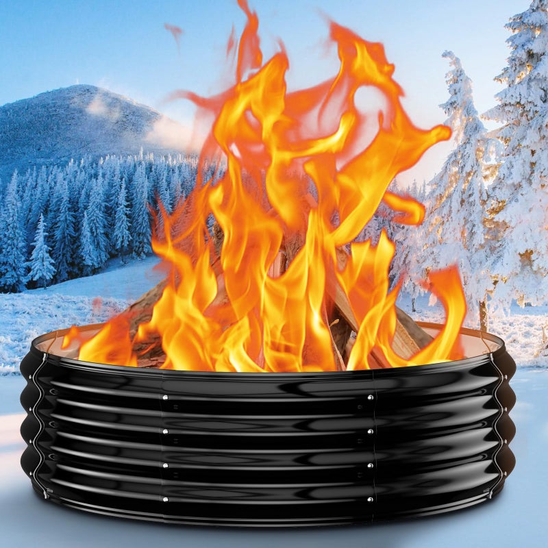 XGMDD 60 Inch Extra Large Fire Pit Ring for Outside, Heavy Duty Wood Burning Firepits & Outdoor Fireplace,12'' Tall High Heat Resistant Fire Bowl Galvanized Steel Portable for Backyard Bonfire,Patio,Camping - Image 1