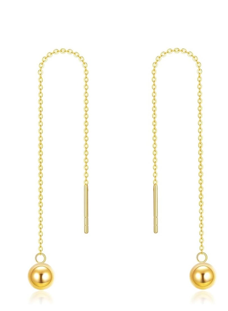 Luxuria Women's Ball Chain Dangle Earrings, Fashion Women's Long Ball Chain Dangle Earrings, Women's Chain Dangle Earrings, Women's Earrings - Image 1