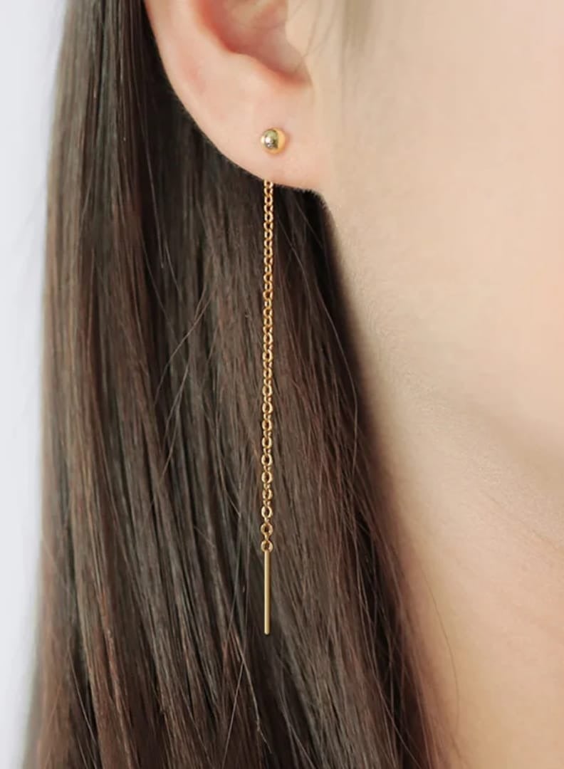 Luxuria Women's Ball Chain Dangle Earrings, Fashion Women's Long Ball Chain Dangle Earrings, Women's Chain Dangle Earrings, Women's Earrings - Image 2