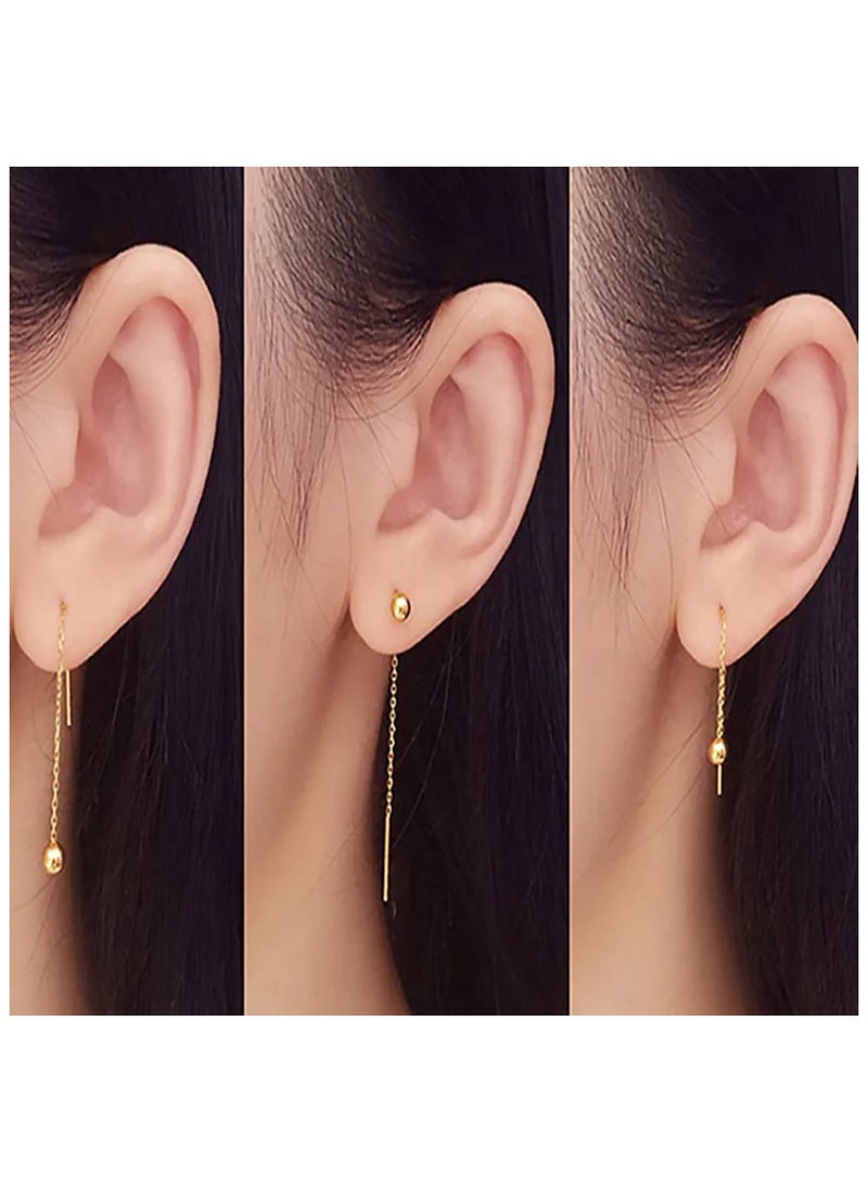 Luxuria Women's Ball Chain Dangle Earrings, Fashion Women's Long Ball Chain Dangle Earrings, Women's Chain Dangle Earrings, Women's Earrings - Image 3