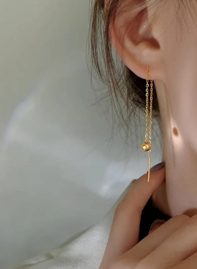 Luxuria Women's Ball Chain Dangle Earrings, Fashion Women's Long Ball Chain Dangle Earrings, Women's Chain Dangle Earrings, Women's Earrings - Image 4