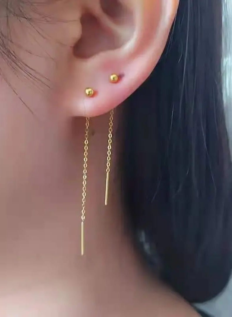 Luxuria Women's Ball Chain Dangle Earrings, Fashion Women's Long Ball Chain Dangle Earrings, Women's Chain Dangle Earrings, Women's Earrings - Image 5