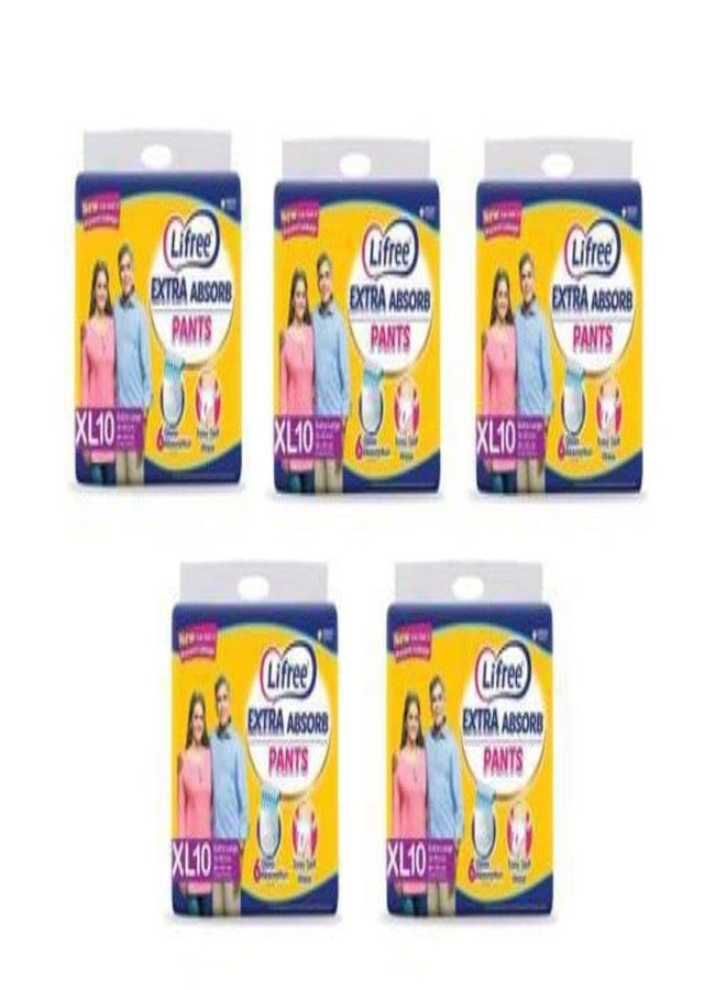 Lifree Adult Diaper Pant Style For Unisex - Xl Set Of 5 Packs(10 Pcs Each) For Waist Size 35-49 Inches - Image 1