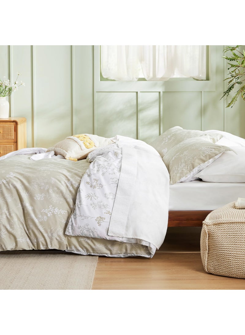 Bedsure Bedsure Queen Comforter Set - Linen Comforter  Cute Floral Bedding Comforter Sets  Gifts for Woman  3 Pieces  1 Soft Reversible Botanical Flowers Comforter and 2 Pillow Shams  - Image 4