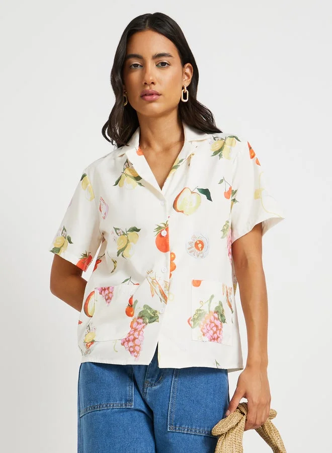 Take Two Graphic Print Notch Label Shirt