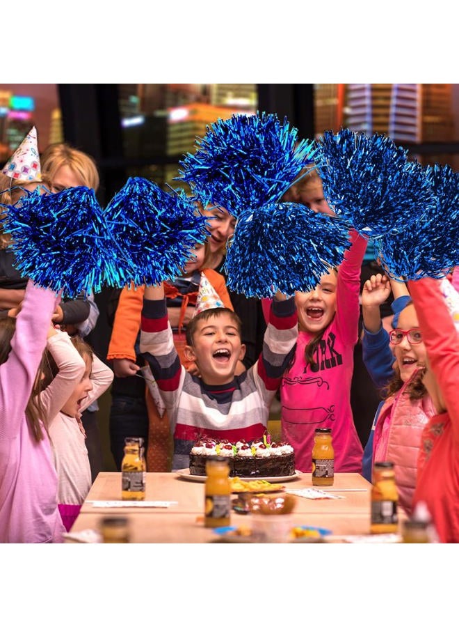 CUGBO 24Pcs Cheerleading Pom Poms, 1 Dozen Handle Metallic Foil Flower Ribbons Cheerleader Pompoms, Kids Children Ball Dance Sports Coaches Game Party Fancy - Image 5