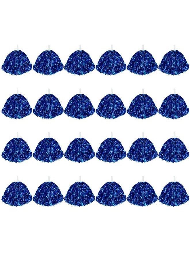 CUGBO 24Pcs Cheerleading Pom Poms, 1 Dozen Handle Metallic Foil Flower Ribbons Cheerleader Pompoms, Kids Children Ball Dance Sports Coaches Game Party Fancy - Image 1