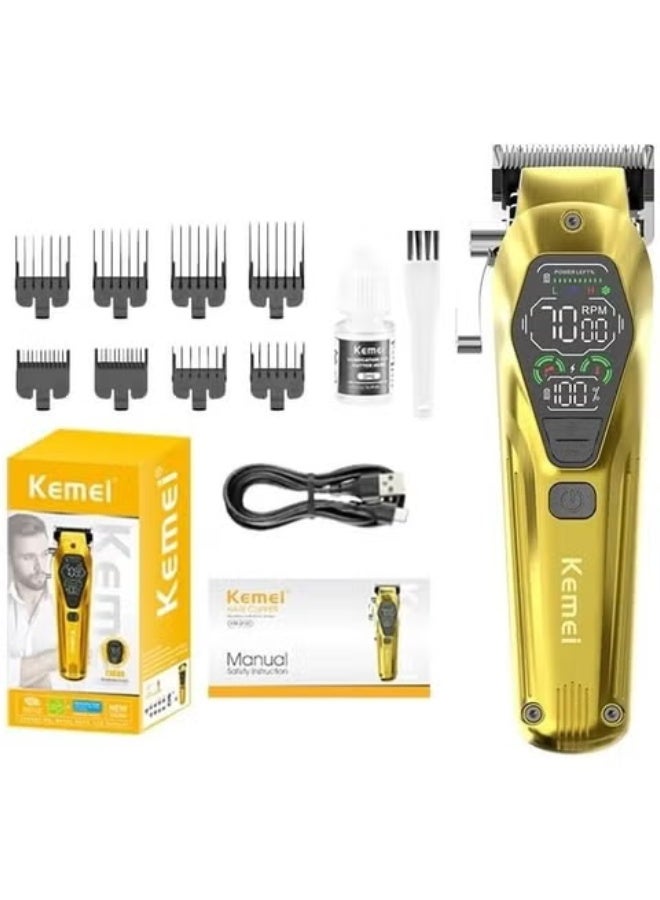 Kemei KM-1698 Professional Hair Clipper With Blade Control Lever, Color LED Screen And Speed ​​Buttons gold - Image 1