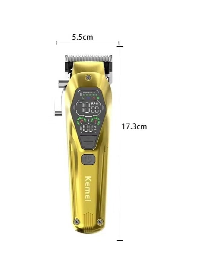 Kemei KM-1698 Professional Hair Clipper With Blade Control Lever, Color LED Screen And Speed ​​Buttons gold - Image 3