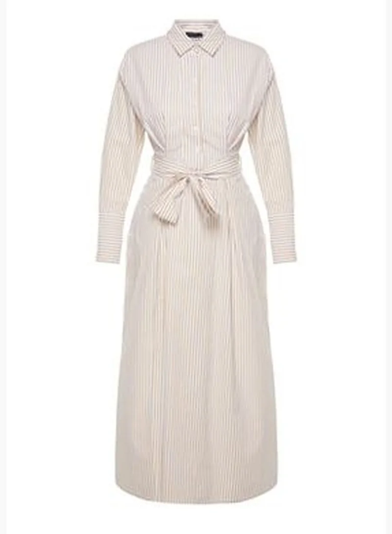 trendyol Striped Shirred Dress