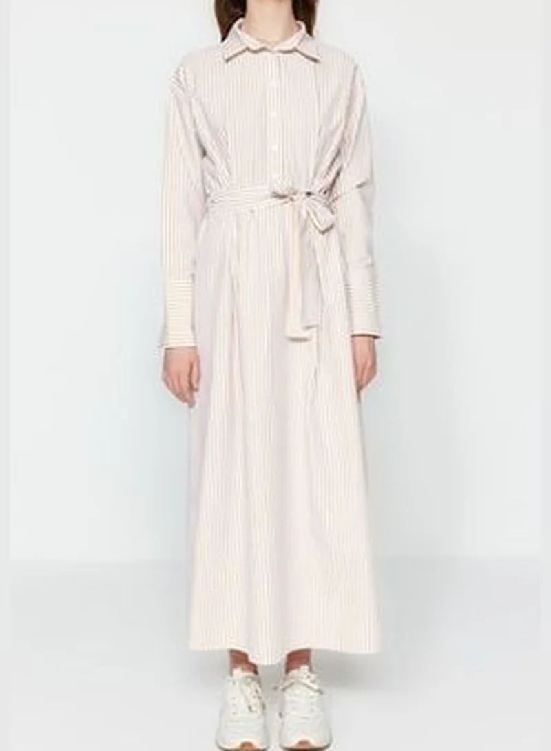 trendyol Striped Shirred Dress