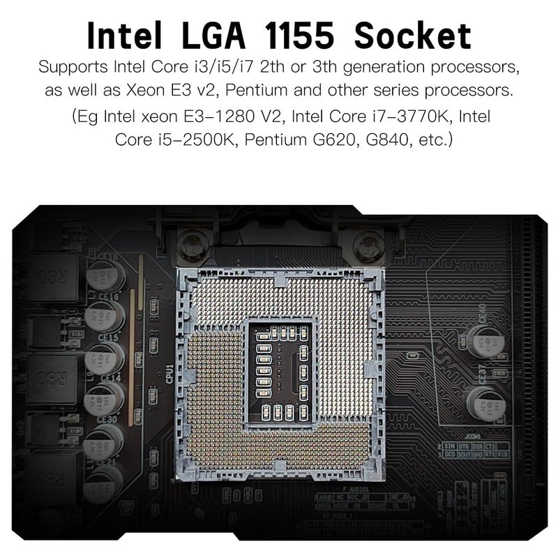 MACHINIST H61 LGA 1155 (Intel 2th/3th Gen) Gaming Motherboard, Flex-ATX Computer Motherboards Support PCIe 2.0, 100M LAN, DDR3, SATA M.2 for Intel i3,i5,i7/Xeon E3 V2/Pentium - Image 2