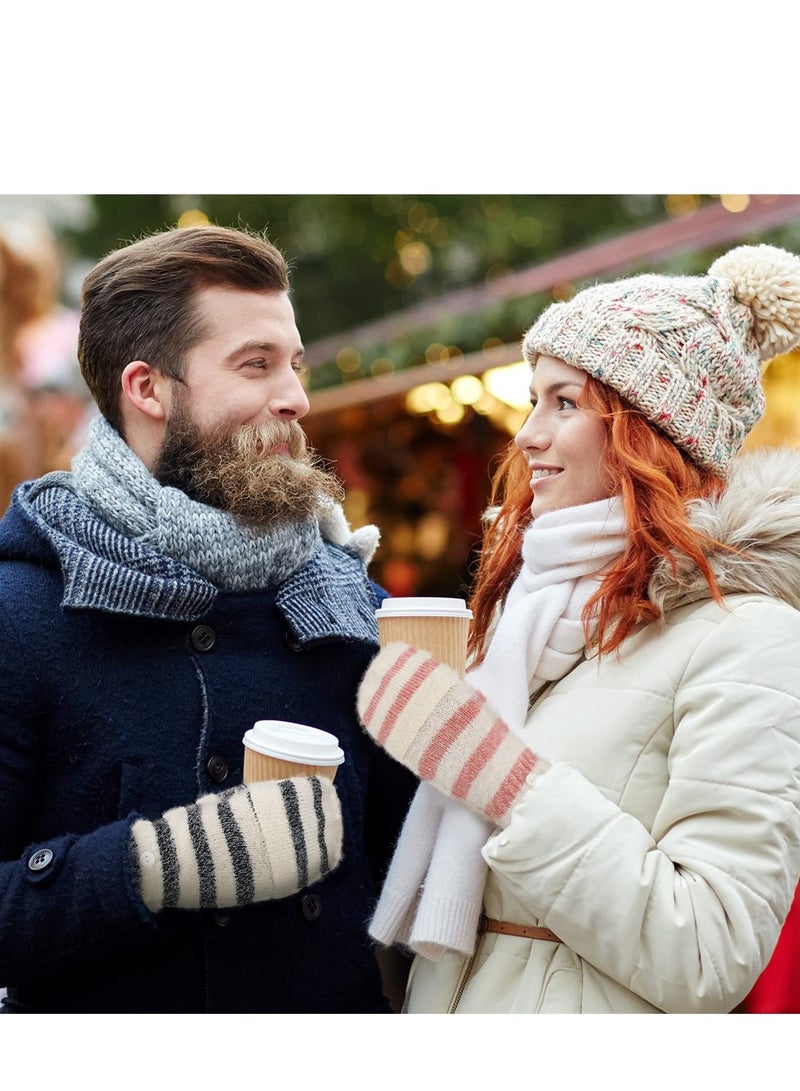 Warm Convertible Fingerless Gloves 2 Pairs Unisex Knitted Winter Mittens Ideal for Cold Weather - Image 2