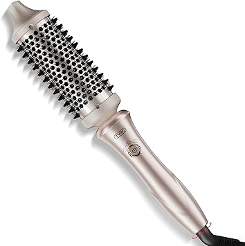TYMO Thermal Brush Hot Brush Hair Styler Heated Round Curling Iron Blowout Styler with FlexiFit Tech for Hair Straightening and Curling 2 in 1 Dual Voltage 3 Temps Quick Easy 43mm Gold - Image 1