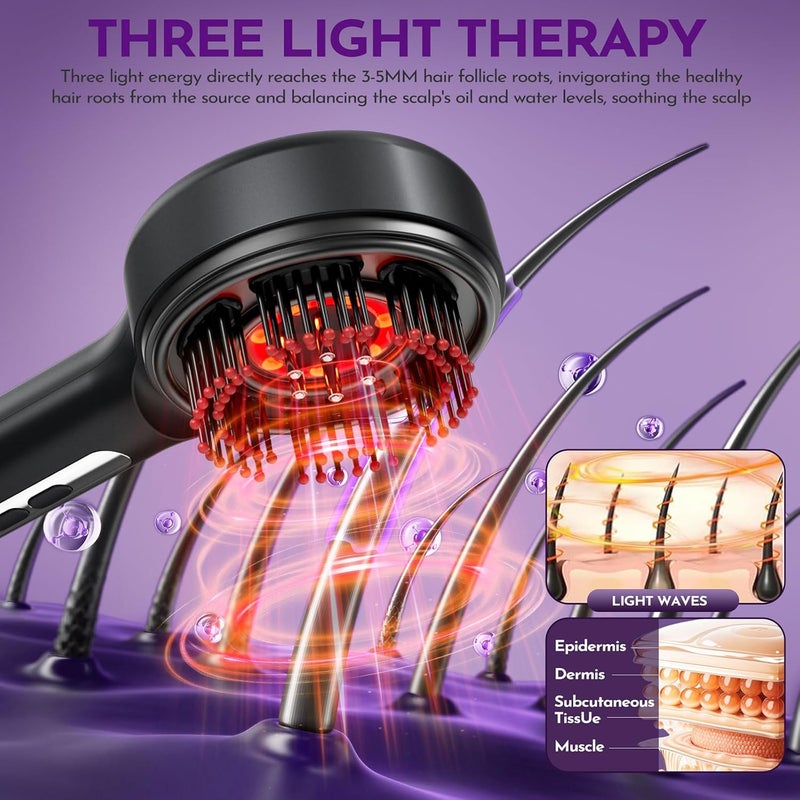 Scalp Massager Brush with Oil Applicator, Cordless Electric Hair Scalp Massage with Display Screen, Shiatsu Head Messenger, IPX7 Waterproof, Deep Head Massager Comb For Hair Growth - Image 3