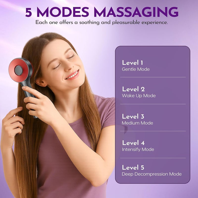 Scalp Massager Brush with Oil Applicator, Cordless Electric Hair Scalp Massage with Display Screen, Shiatsu Head Messenger, IPX7 Waterproof, Deep Head Massager Comb For Hair Growth - Image 4