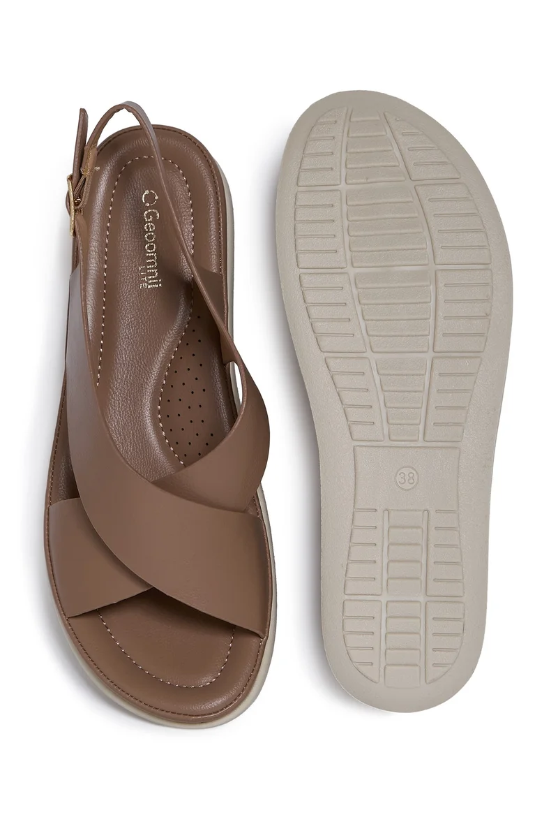 Geoomnii TAUPE Geoomnii Comfort Slide Sandals for Women – Cushioned Slip-On Casual Sandals for Daily Wear, Home, Travel & Walking for Women | Best Price UAE