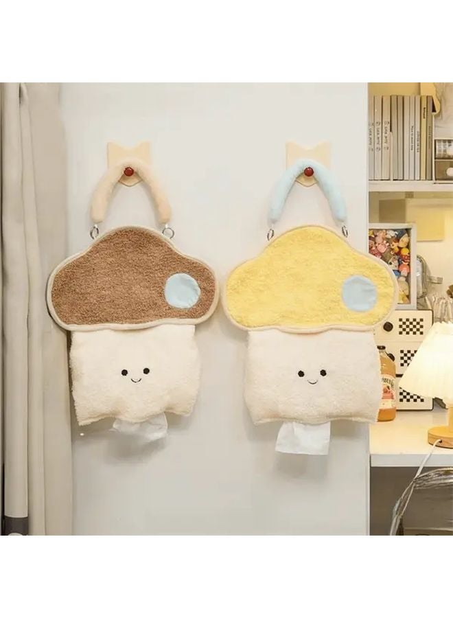 Cloud Shaped Portable Tissue Holder With Adorable Face Design Reusable Detachable Handle Coffee - Image 3