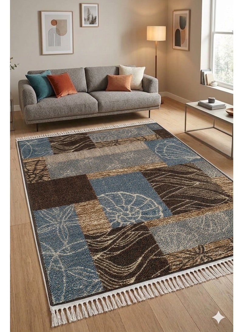 بديل سجاد مودرن 3D - تصميم بحري بنقوش القواقع - مقاس 160×230 سم - ظهر مانع للانزلاق وقابل للغسيل - Image 1