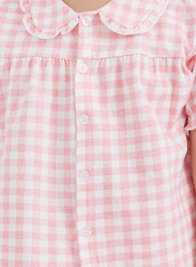 Styli Styli Cotton Gingham Check Top and Pyjama Set