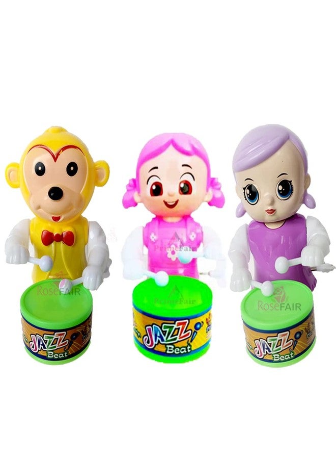 ROSEFAIR Cute Drummer Toy with Drumming and Dancing Action for Kids Baby Rattle Toys Set Toddler Kids Key-Operated Toys Kids (MON-PINK-BABY-PAC-03) - Image 1