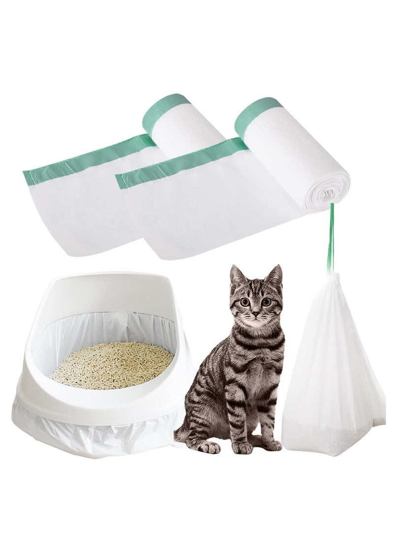 Cat Litter Box Liners Jumbo Disposable Bags with Drawstring for Cat Kitty Pet Waste Litter Box Bag 2 Rolls, Extra-Thick Scratch Resistant