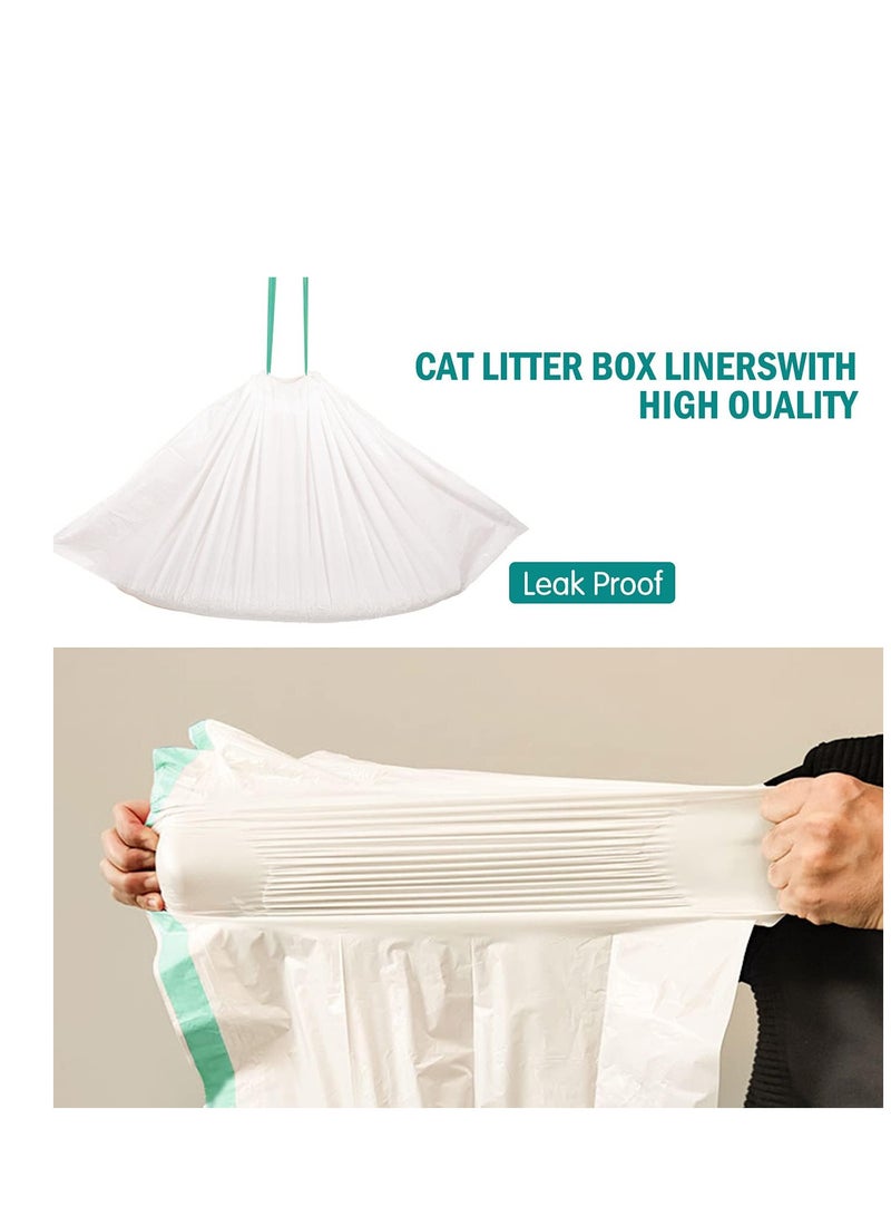 Cat Litter Box Liners Jumbo Disposable Bags with Drawstring for Cat Kitty Pet Waste Litter Box Bag 2 Rolls, Extra-Thick Scratch Resistant