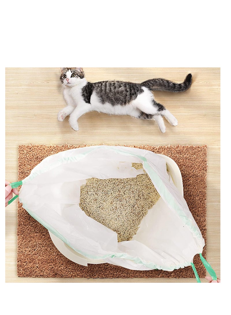 Cat Litter Box Liners Jumbo Disposable Bags with Drawstring for Cat Kitty Pet Waste Litter Box Bag 2 Rolls, Extra-Thick Scratch Resistant