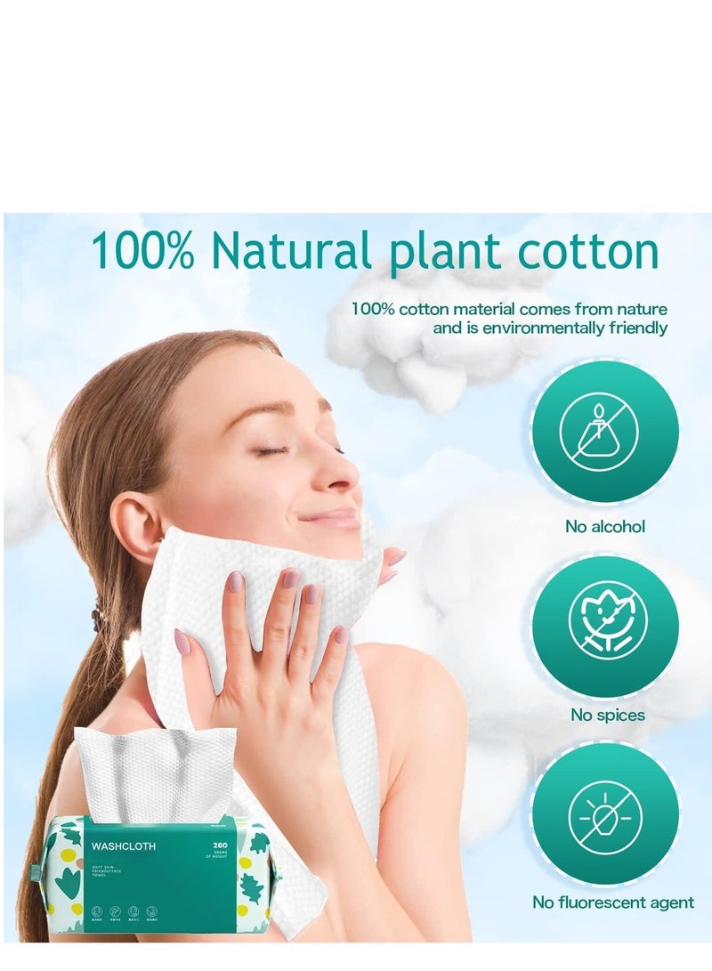 100% Cotton Disposable Face Towels, Ultra Soft Facial Tissues for Makeup Removal and Drying, 100 Count Pack, Ideal for Adults and Babies - Image 2