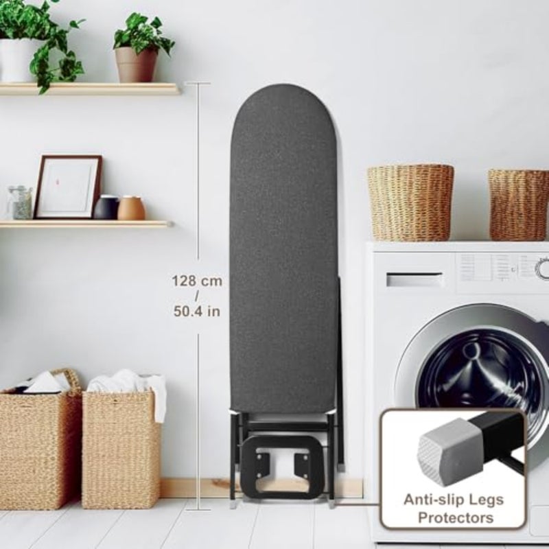 2-in-1 Foldable Ironing Board with Step Ladder Space Saving Design, Built-in Iron Rest, Mesh Back Support, Black - Image 3