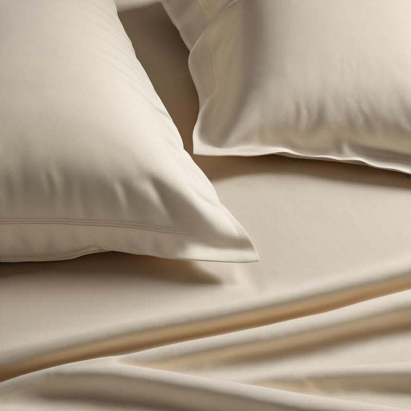 KEDARA CLOTH Flat Bedsheet Premium 1000 TC 100 Egyptian Cotton Flat Bedsheet for King Size Bed 1 Bedsheets with 2 Pillow Covers Bed Sheet Chadar Bed Chadar King Bed_Ivory Solid with 1000 TC  - Image 1