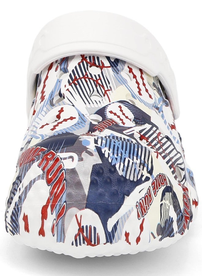 INMINPIN Kids Clogs Ball Sports Print Garden Shoes Boys Girls Water Shower Pool Beach Slides Sandals for Sports Fan,White-Baseball,Infant 2 - Image 5