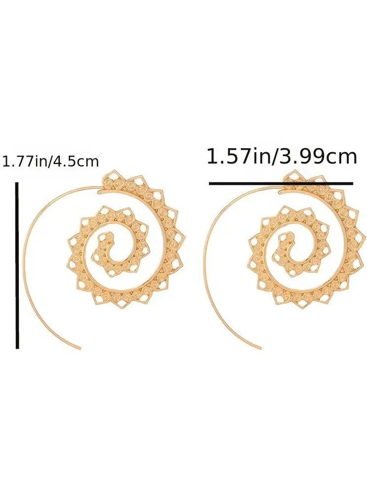 Home Clearance Sale New Oval Spiral Earrings Exaggerated Swirl Gear Heart Shape Vintage Ear Jewelry - Image 3