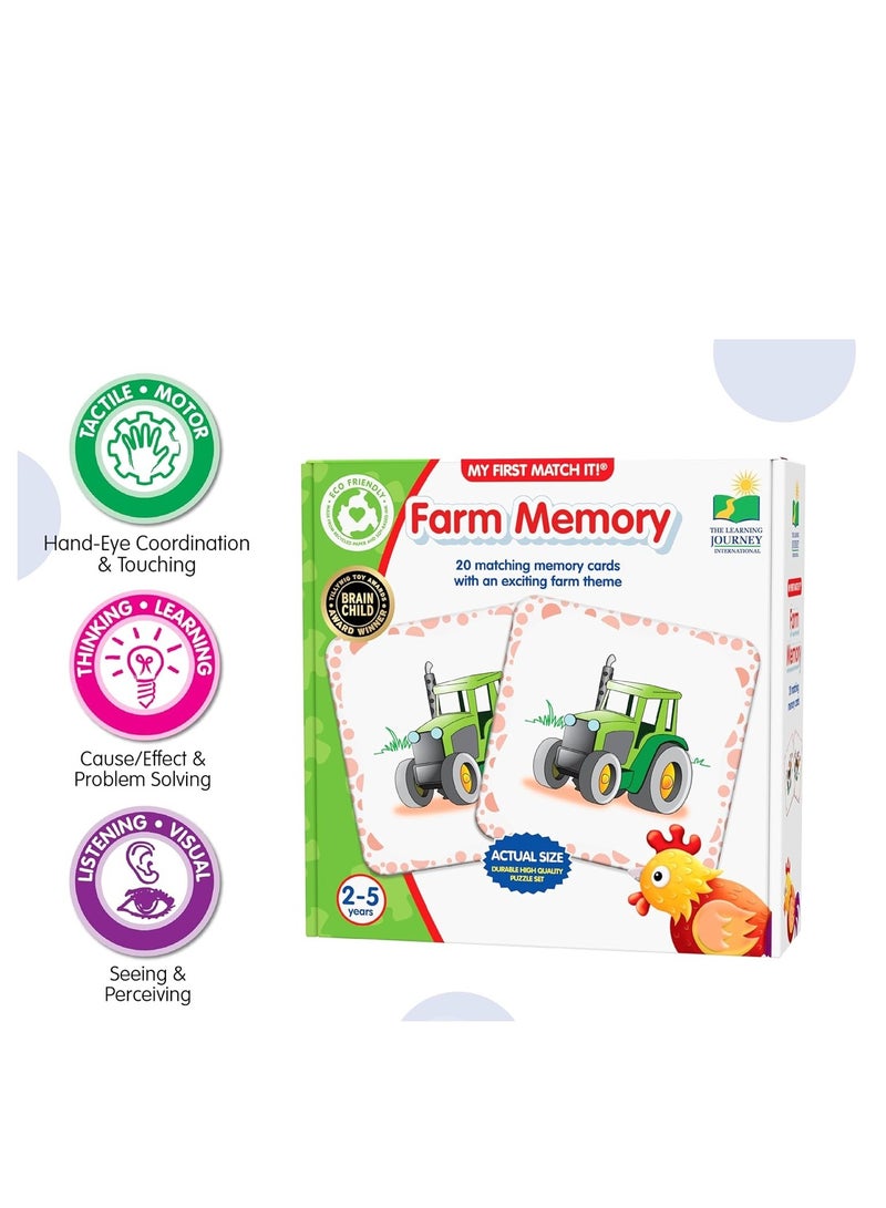 The Learning Journey My First Memory Game - Farm Memory - 20 Card Matching Memory Game - Educational Toddler Gifts for Boys & Girls Ages 2 and Up - Award Winning Learning Toy, Multi - Image 3
