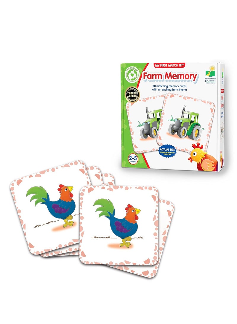 The Learning Journey My First Memory Game - Farm Memory - 20 Card Matching Memory Game - Educational Toddler Gifts for Boys & Girls Ages 2 and Up - Award Winning Learning Toy, Multi - Image 1
