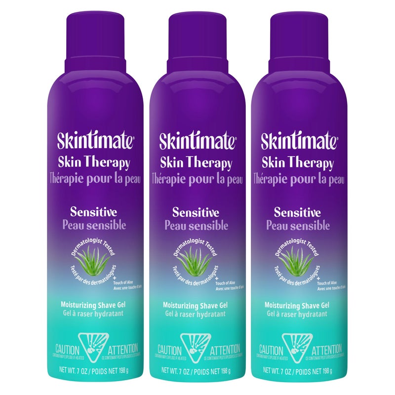 Skintimate Skin Therapy Sensitive Skin Moisturizing Shave Gel for Women with Vitamin E Aloe and Olive Butter 7 oz 3 Pack