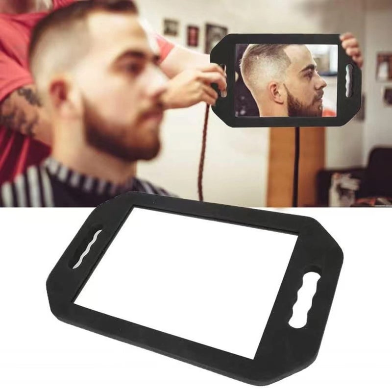 MIHAGUTY HREW Handle Mirror Large Rectangular Hand Held Mirror with Double Handle - Lightweight Hair Salon Equipment Hairstylist and Barber Accessories (1Pcs Rectangle) - Image 2