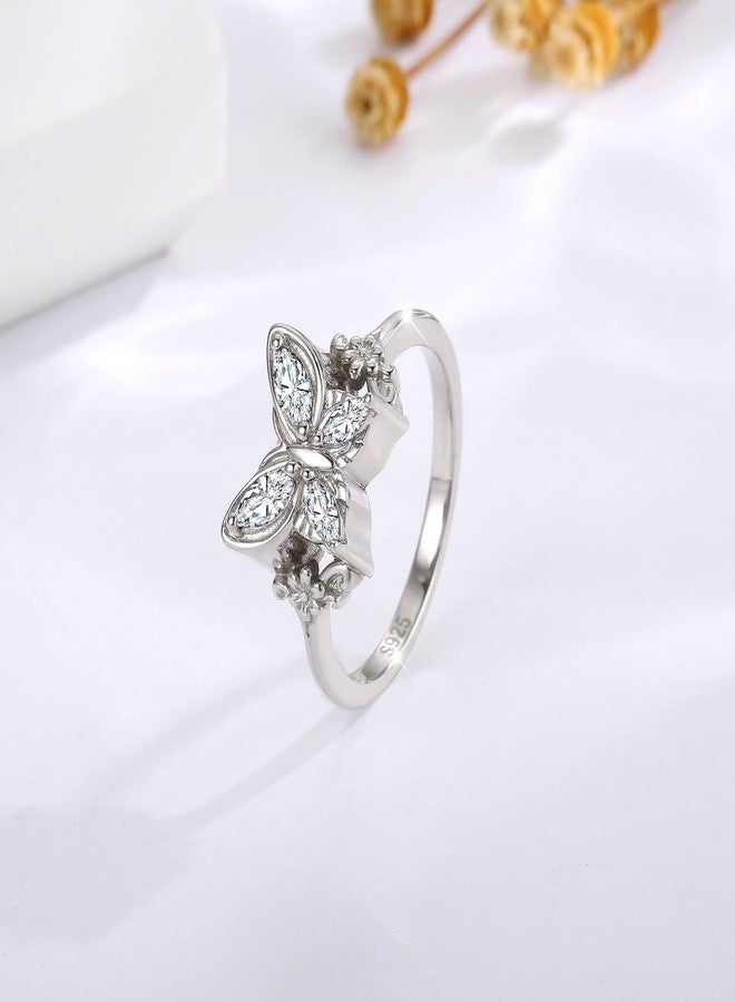 Sariel 925 Sterling Silver Butterfly Cremation Ring for Ashes Memorial Urn Rings Keepsake Jewelry for Ashes Sympathy Gift for Women (White, 8) - Image 3