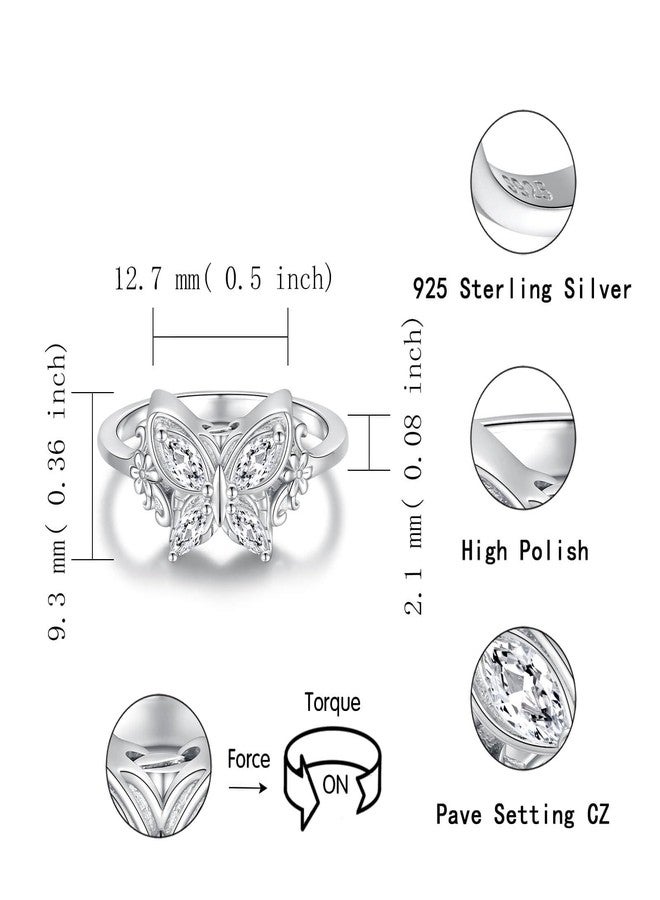 Sariel 925 Sterling Silver Butterfly Cremation Ring for Ashes Memorial Urn Rings Keepsake Jewelry for Ashes Sympathy Gift for Women (White, 8) - Image 5