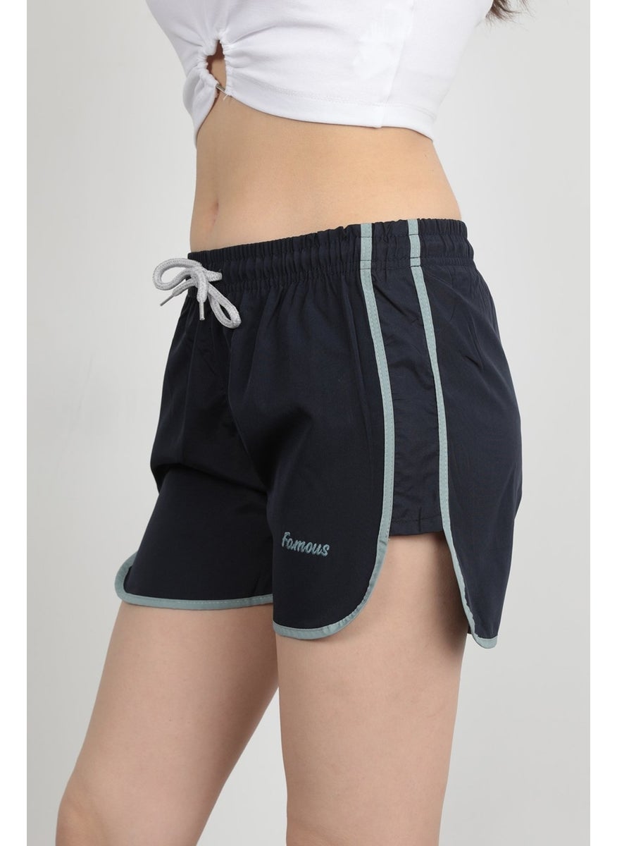 Giysa John Borners Women's Swim Shorts Rope Tie Light Elastic Waist Short Cut Navy Blue - 5402  - Image 2