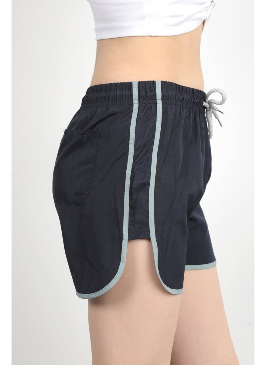 Giysa John Borners Women's Swim Shorts Rope Tie Light Elastic Waist Short Cut Navy Blue - 5402  - Image 4