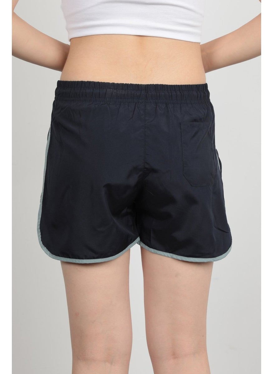 Giysa John Borners Women's Swim Shorts Rope Tie Light Elastic Waist Short Cut Navy Blue - 5402  - Image 3