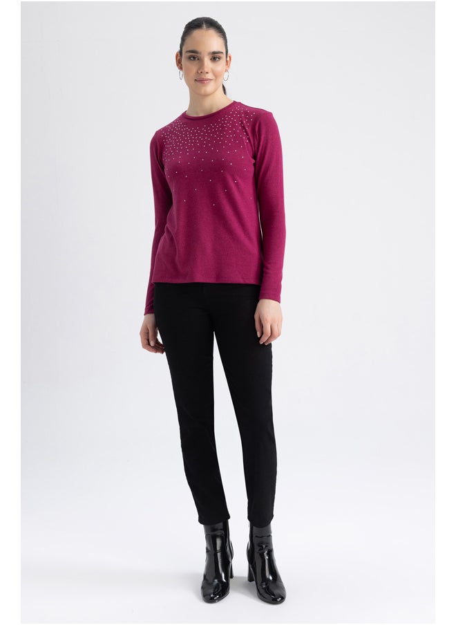 DeFacto - Woman Regular Fit Crew Neck Knitted Long Sleeve T-Shirt - Image 1