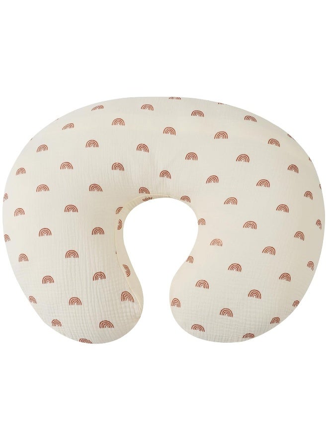 Onacosht Muslin Nursing Pillow Cover Soft 100% Cotton Feeding Pillow Slipcover Fits Standard Infant Nursing Pillow for Boy and Girl, Rainbow Printing - Image 1