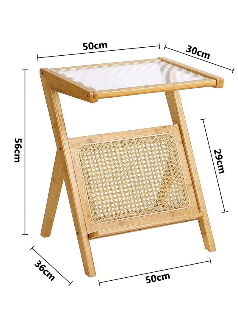 LINGWEI Wooden Coffee Table With Storage Simple Corner Living Room Sofa Side Table Living Room Telephone Stand Flower Racks Pots Shelf (Small)  - Image 4