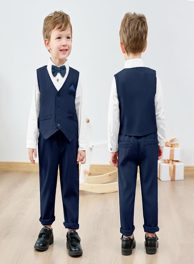 CARETOO 1-5 Years Toddler Baby Boy Clothes Suit Gentleman Wedding Outfits Formal Dress Shirt with Bowtie Suspender Pants - Image 2