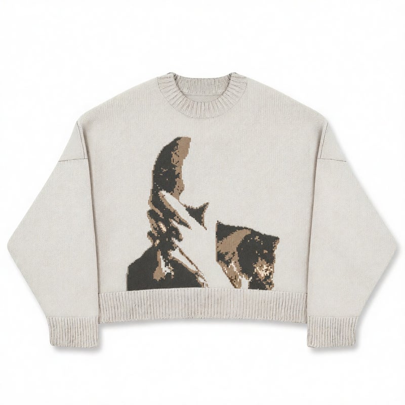 Oversized Round Neck Pullover Sweater, Casual Knit Top for Women - Image 4