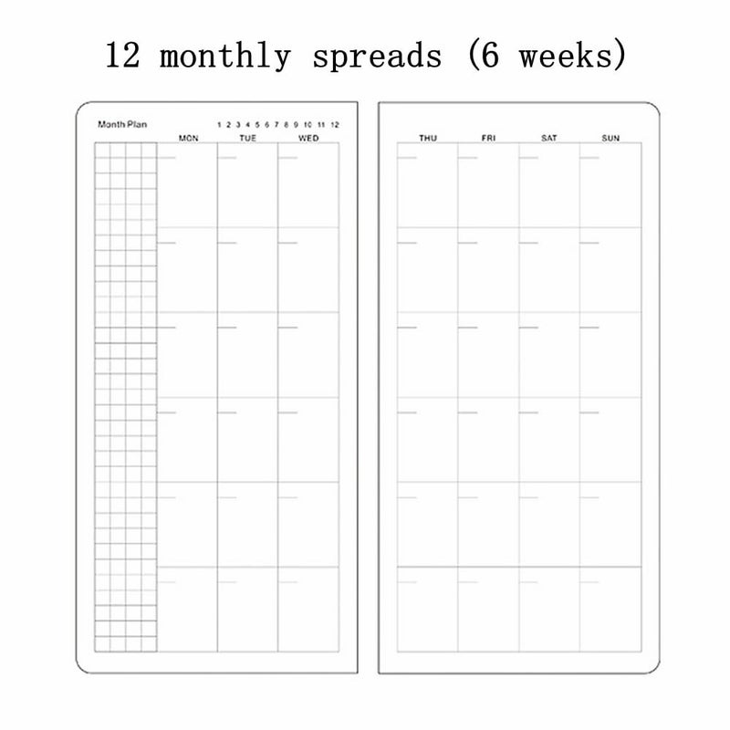 receip Undated Weekly Planner Notebook Pocket Organizer Appointment Book Journal Notebook A6 Week Plan Notepad (Black) - Image 4