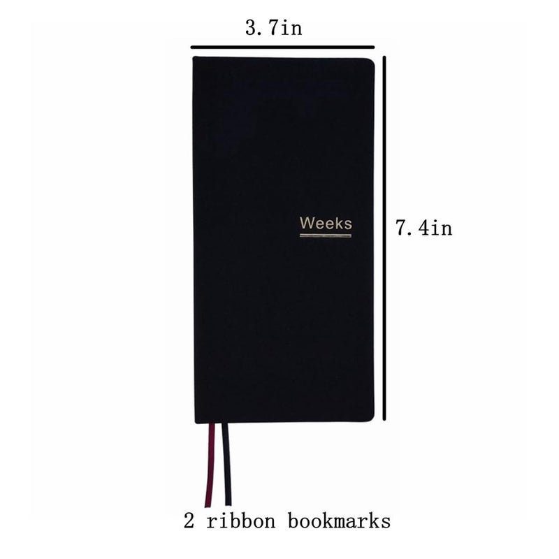 receip Undated Weekly Planner Notebook Pocket Organizer Appointment Book Journal Notebook A6 Week Plan Notepad (Black) - Image 2
