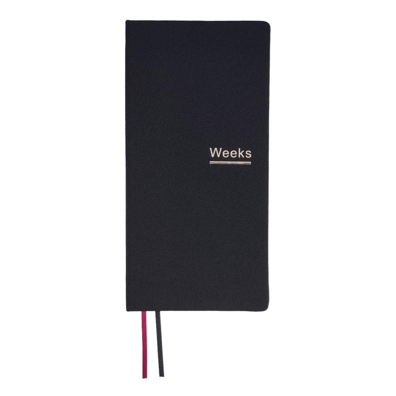 receip Undated Weekly Planner Notebook Pocket Organizer Appointment Book Journal Notebook A6 Week Plan Notepad (Black) - Image 1